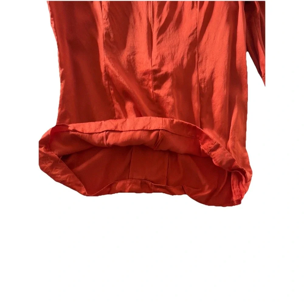 Tory Burch Women's Satin Blouse Tunic Top Bright Blood‎ Orange